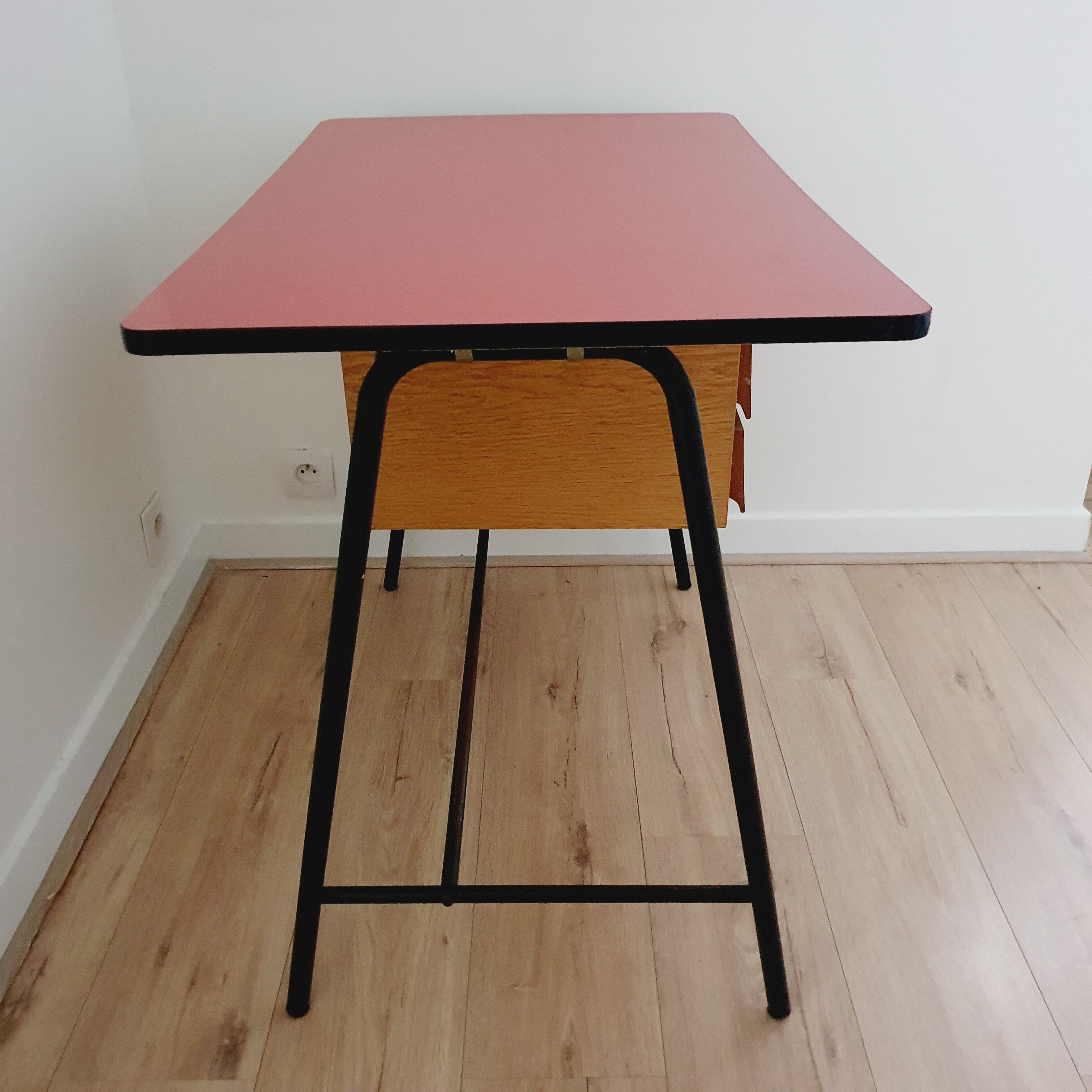 Vintage desk in red formica