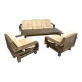 Brutalist seating set, “St. Moritz” model, by Klaus Rausch for Rausch Furniture Co., Germany, 1960s