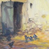 Oil on Wood "Maison en Brière", signed E.gautier – 1955