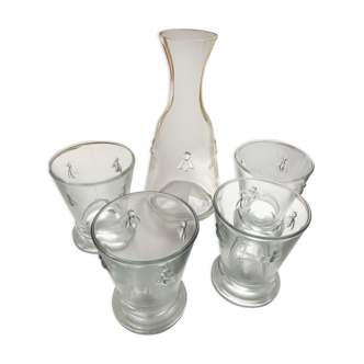 Carafe + 4 glasses pattern Bees