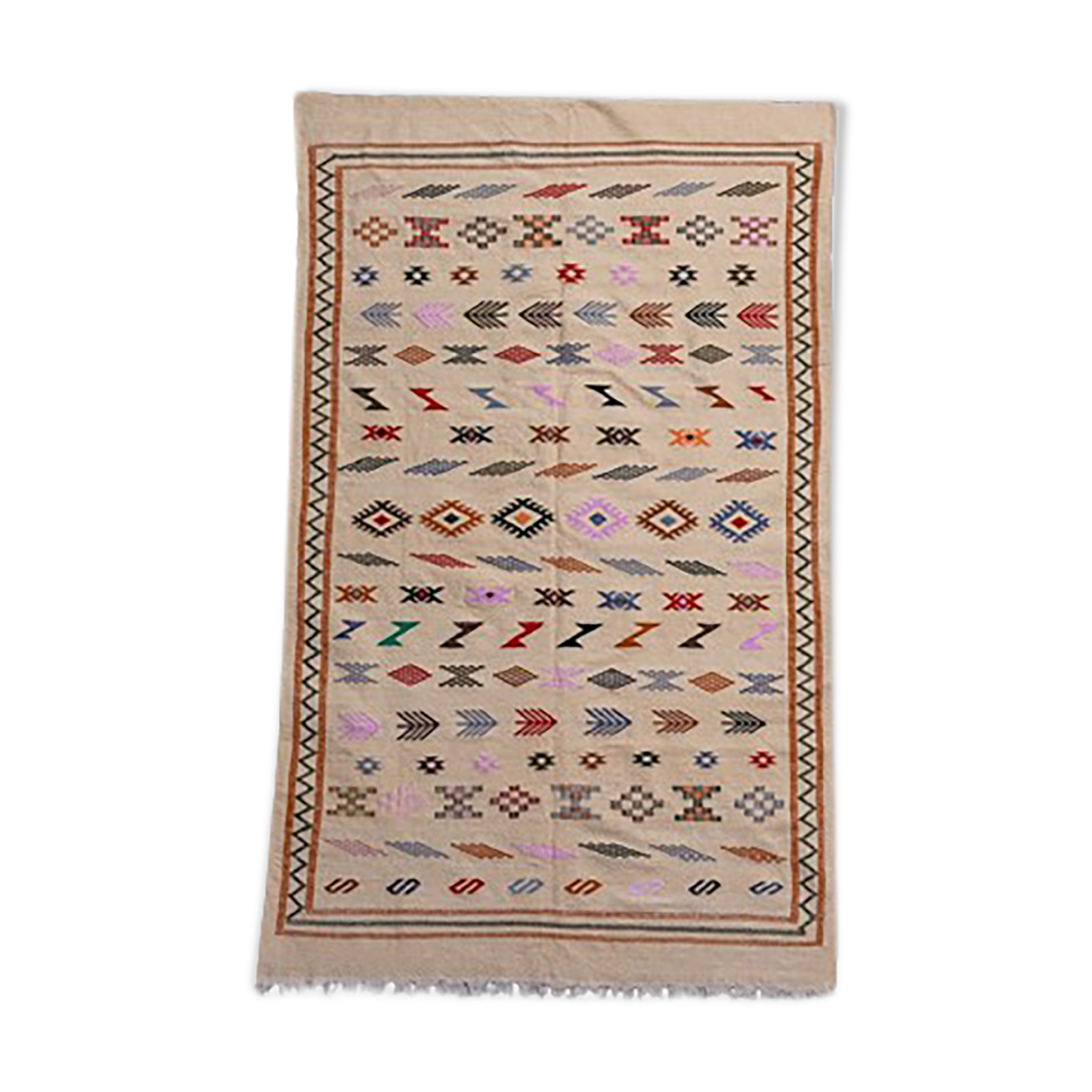Bohemian beige Berber carpet 140x235 cm