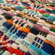 Multicoloured vintage wool rug 150x187 cm, 1970s