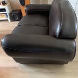 Brown leather club sofa