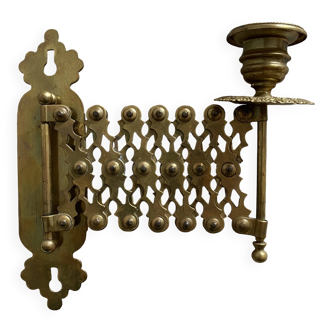 Antique extendable brass wall sconce