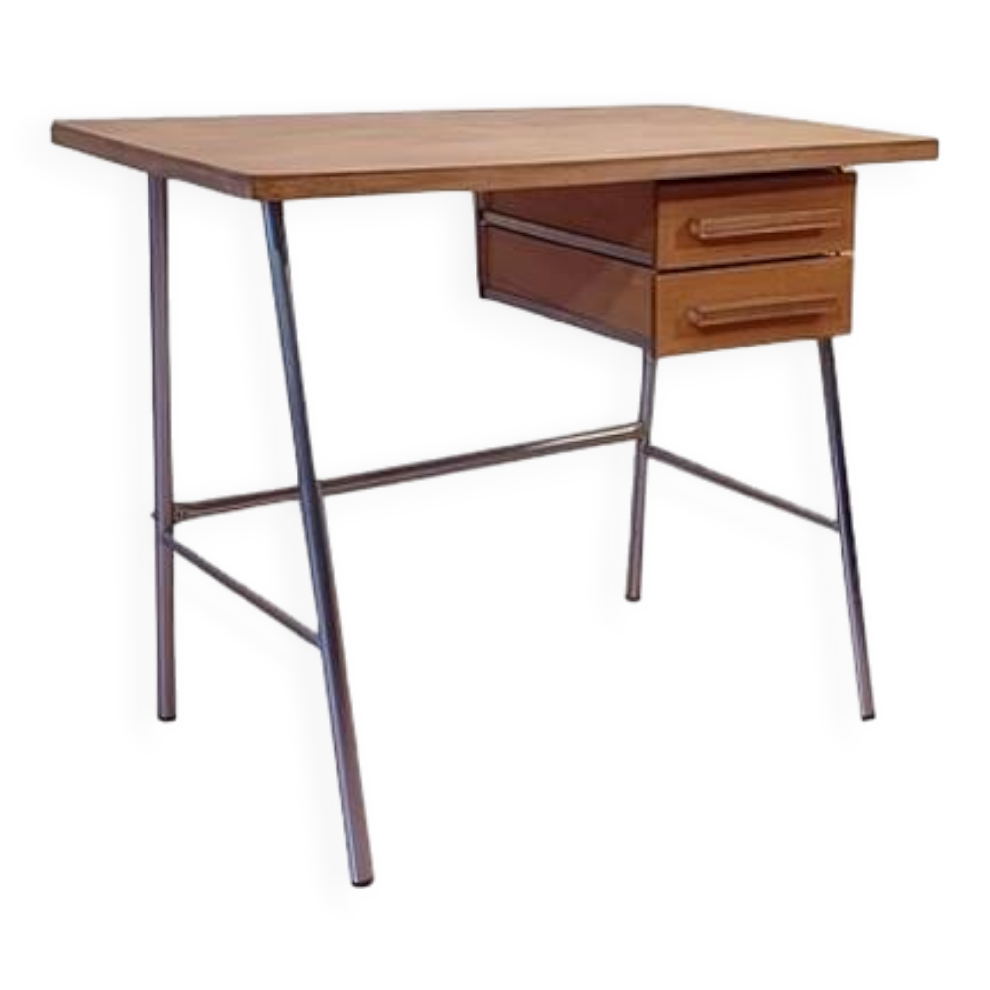 Petit bureau vintage en bois et métal
