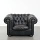 Set consisting of a chesterfield sofa and armchair made of cowhide leather