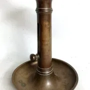 Set of 3 antique push-button bronze candlesticks from the Napoleonic III era.