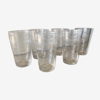 Lot de 6verres anciens à limonade art déco