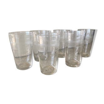 Lot de 6verres anciens à limonade art déco