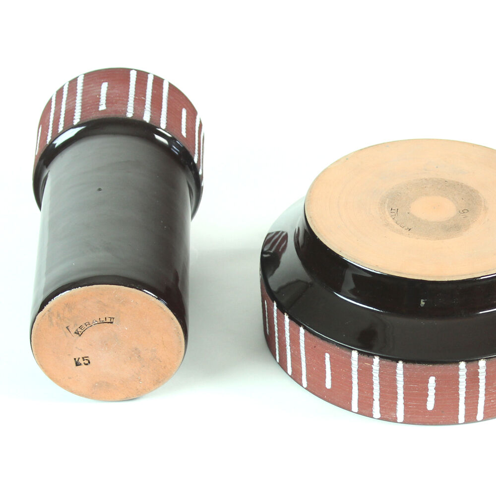 Vase en céramique et bol by Keralit, Tchécoslovaquie des années 1960