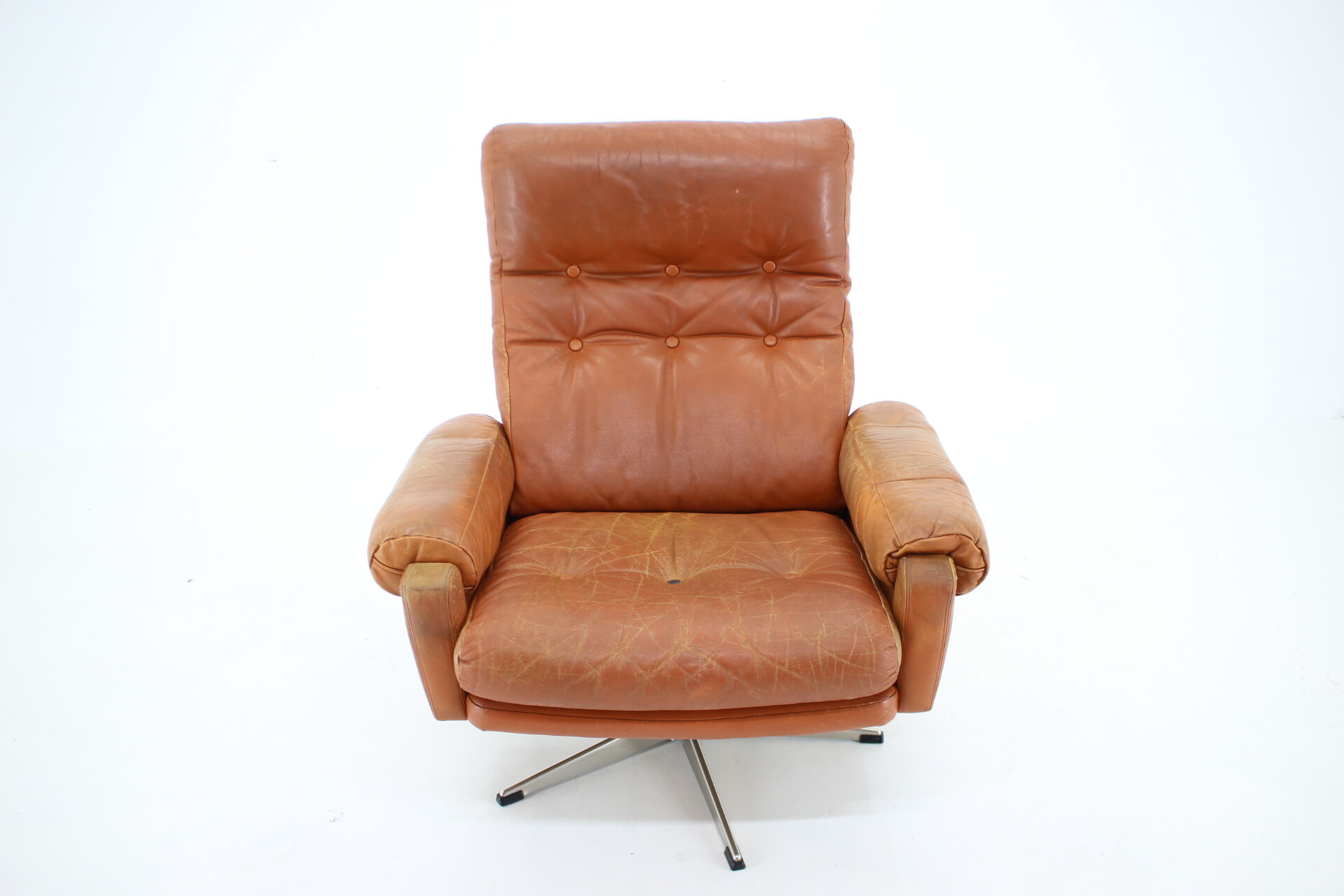 1970s leather swivel armchair by Nili Stoppmobler, Denmark