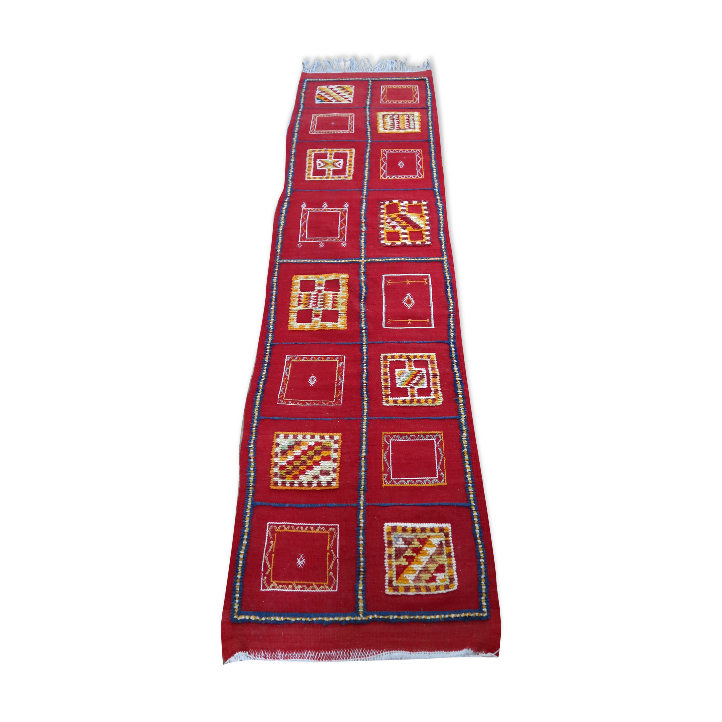 Moroccan red carpet wool corridor format, 70s