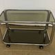 Metal and smoked glass rolling trolley / Bar cart from the 70s