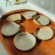 6 enamelled sandstone cups