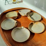6 enamelled sandstone cups