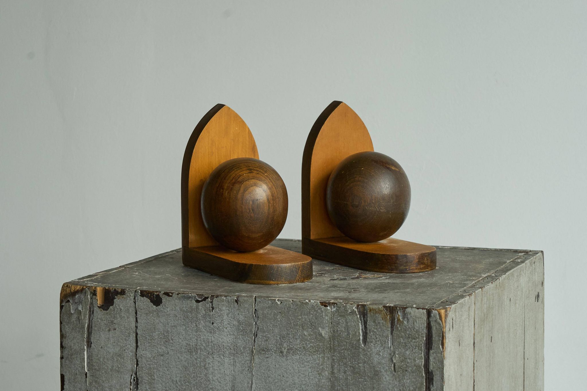 Art Deco wooden bookends from the 1930s.