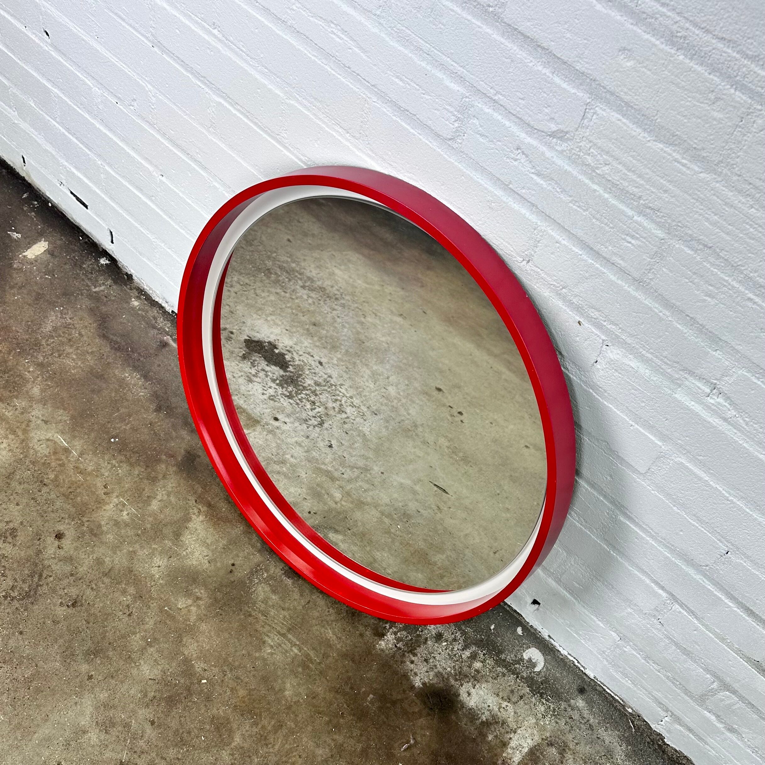 Vintage red space age mirror 57cm