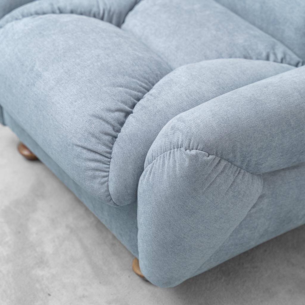 Pair of vintage Italian armchairs in light blue fabric – 1950s design