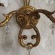 Pair of French Vintage Bronze Double Wall Lights Assorted Crystals 5331