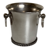 Cache pot gourmette dans le goût de Jean Després métal argenté 1950