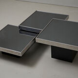 Set of 3 low tables in black mirror Cidue