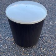 Vintage pouf from the 60s/70s in white and dark brown leather