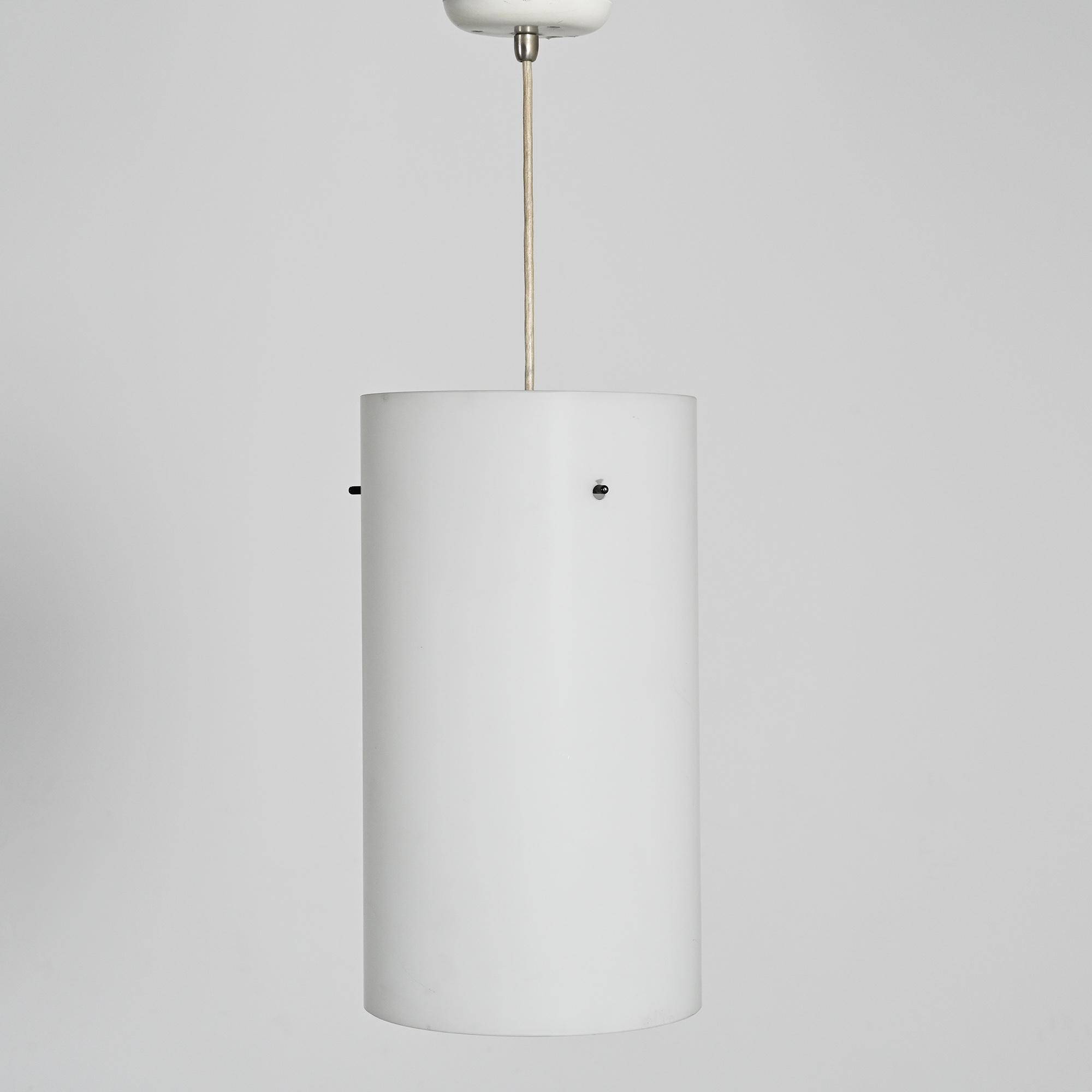 Opaline glass cylindrical pendant, 1970s