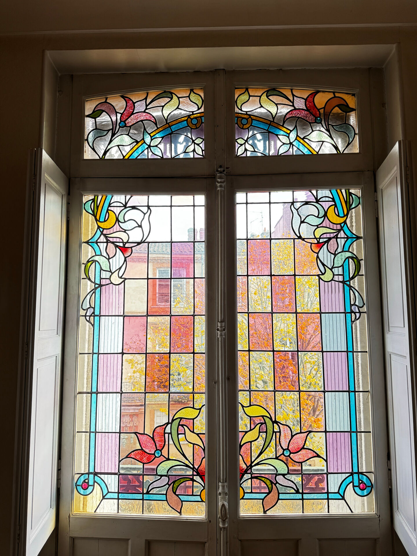 Window doors stained glass