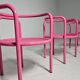 Set of 4 pink Locus Solus chairs by Gae Aulenti for Poltronova, 1960s.