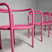 Set of 4 pink Locus Solus chairs by Gae Aulenti for Poltronova, 1960s.