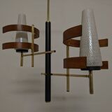 Scandinavian teak and brass chandelier from the 50s/60s