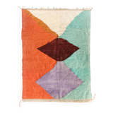 Tapis berbère Kilim écru à aplats colorés 305x190cm