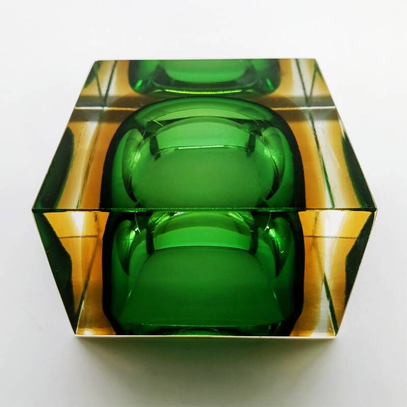 1960s Square Ashtray in Murano Glass by Flavio Poli for Seguso.