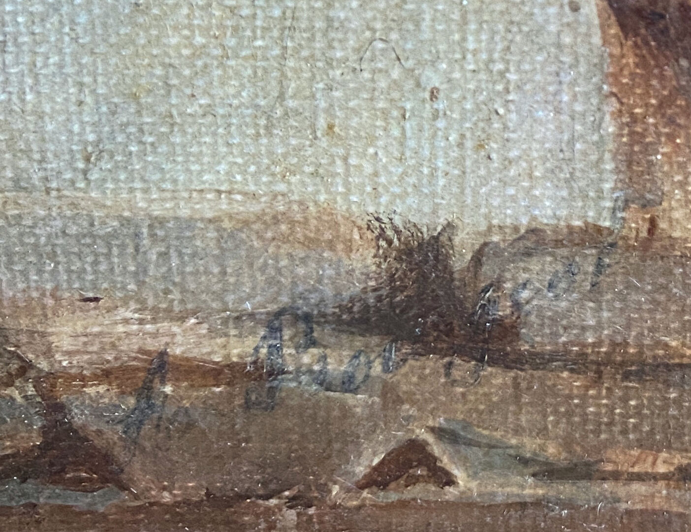 Painting "The sheepfold in winter" signed mid-XX° Sheep