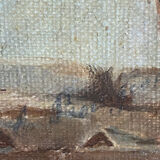 Painting "The sheepfold in winter" signed mid-XX° Sheep
