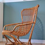 Rattan armchair by Tito Agnoli