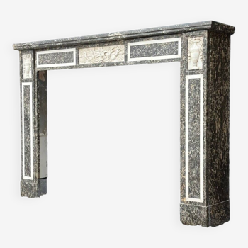 Louis XVI fireplace in Saint Anne grey marble and white statuary circa 1800