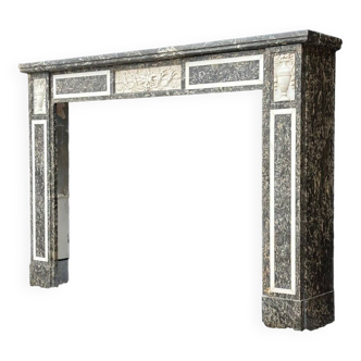 Louis XVI fireplace in Saint Anne grey marble and white statuary circa 1800