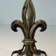 Pair of Bronze and Wrought Iron Chenets with Fleur-de-Lys Supports. France.