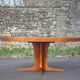 Round wooden table with 3 extensions, table with central star foot, dining table, living room table