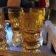 Verres ambrés en verre moulé. Années 60–70