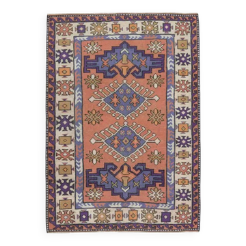 Tapis turc Oushak fait main en laine et coton orange, années 1970