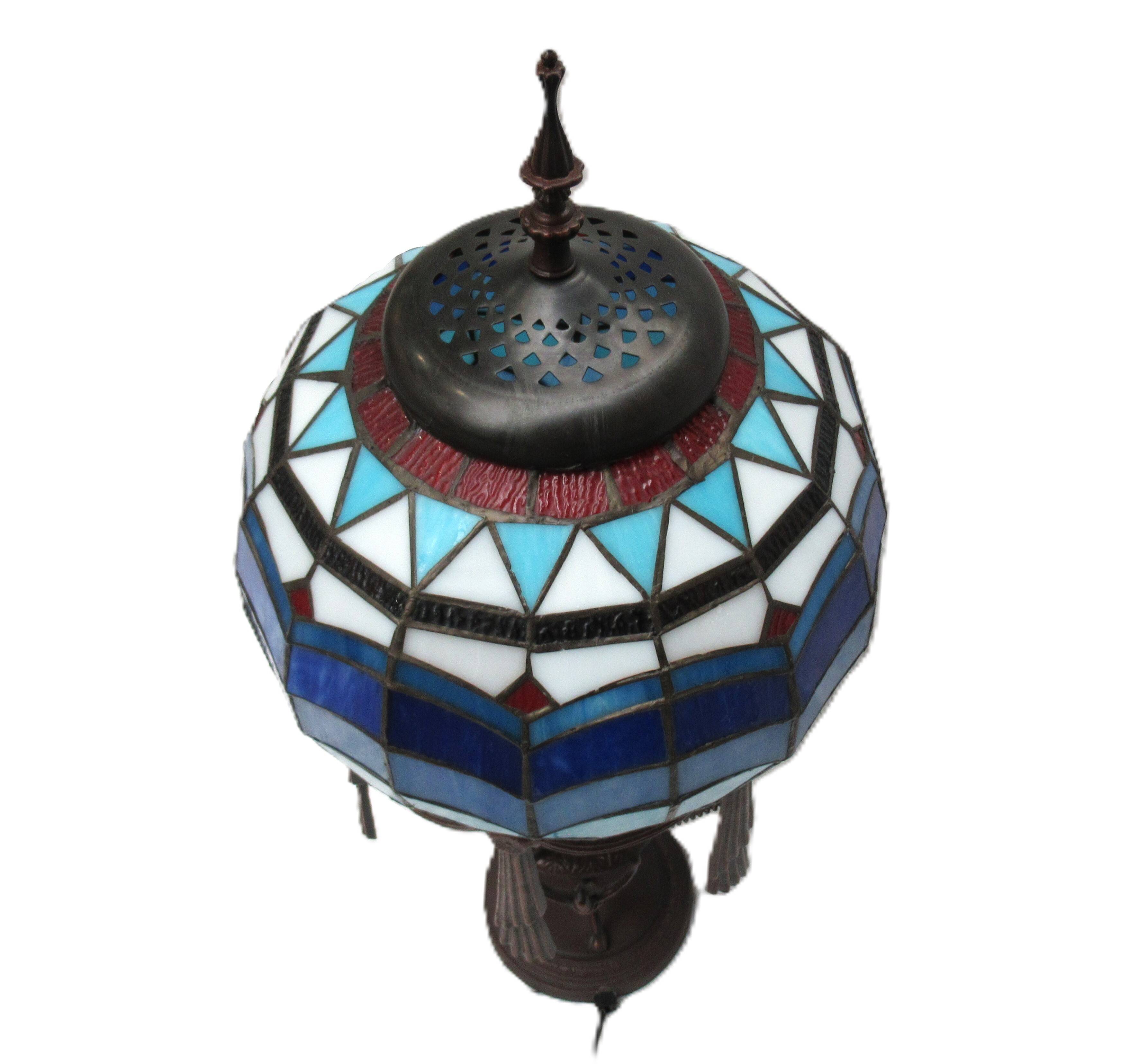 Lampe montgolfière de table en vitrail façon Tiffany