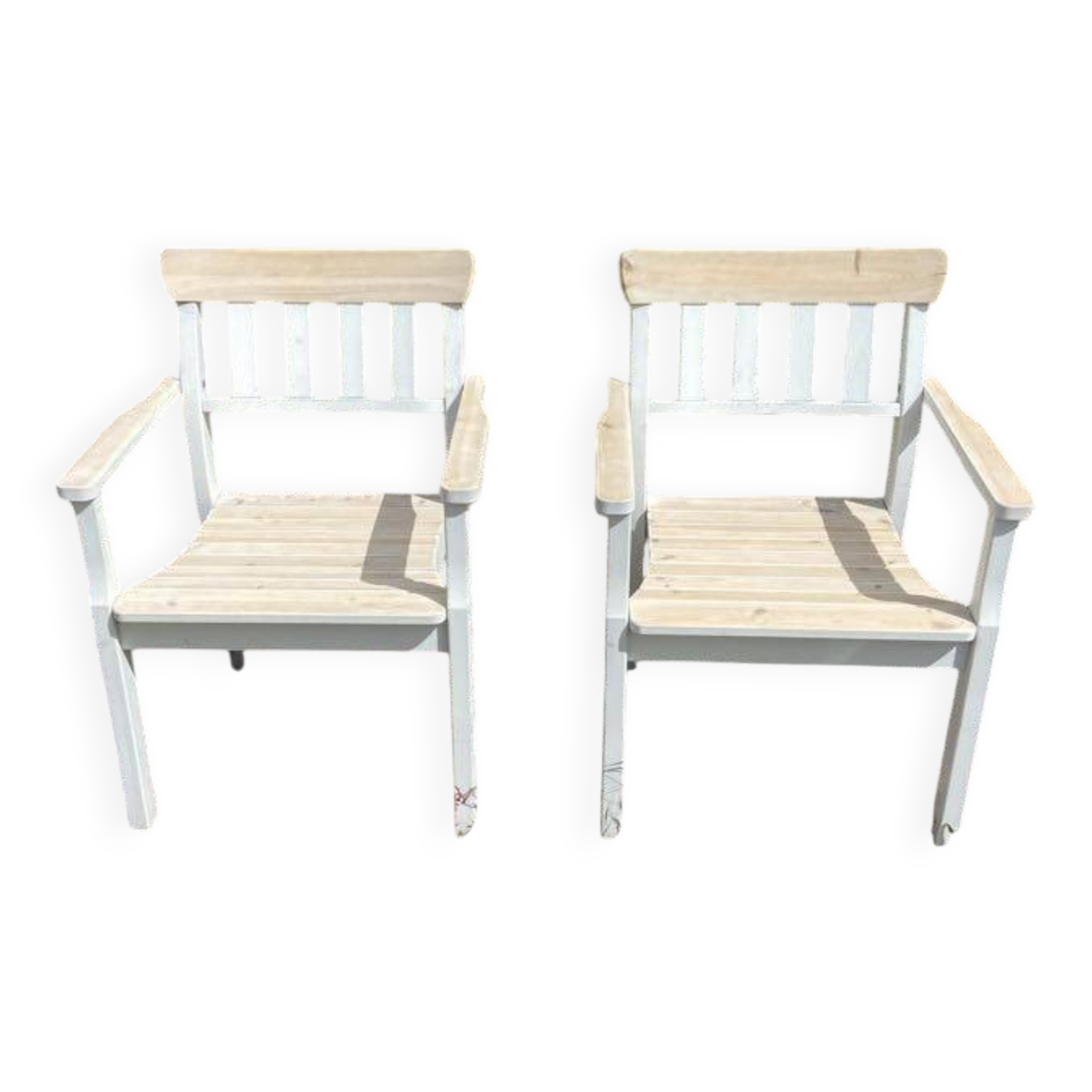 2 refurbished Ikea wooden armchairs