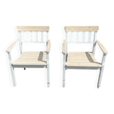 2 refurbished Ikea wooden armchairs