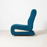 Set of 2 space-age lounge chairs in blue pattened upholstery, 1970s