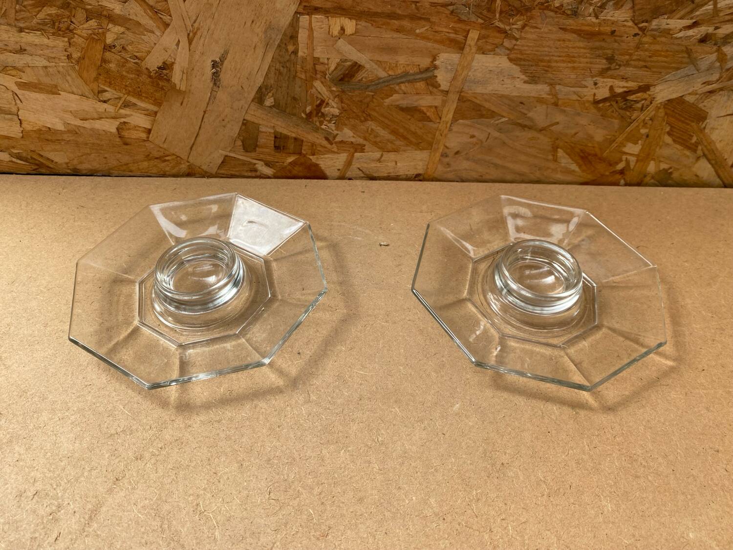 Pair Antique ARCOROC Octime Egg Cup Transparent Molded Glass Vintage #B478