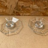 Paire Ancien Coquetier ARCOROC Octime Verre Moulé Transparent Vintage #B478