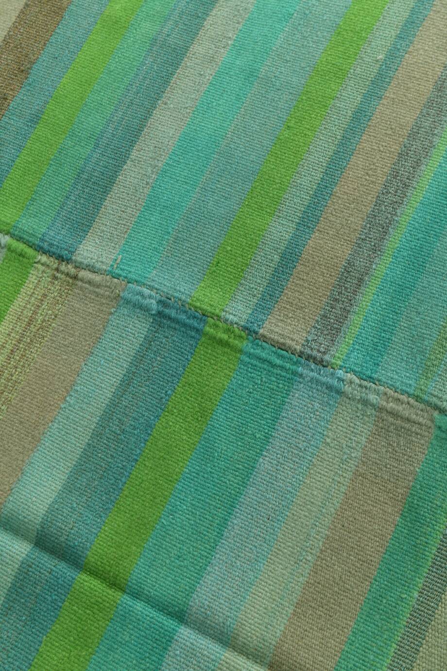 7x9 Shades Of Green Vintage Kilim Rug, 213x281Cm