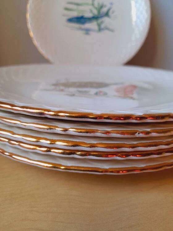 Fish plates in Limoges porcelain